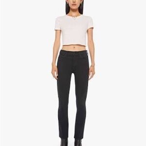 MOTHER The Mid Rise Dazzler Ankle Black Straight Leg Women's Jeans